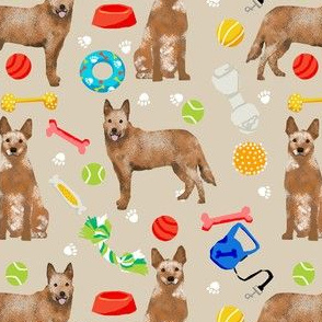 australian cattle dog toys fabric - dog toys fabric, dog fabric, dog breeds fabric, cattle dog fabric - red heeler - tan