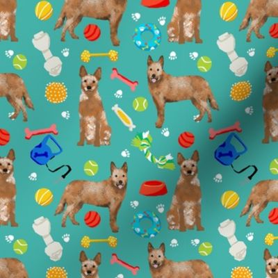 australian cattle dog toys fabric - dog toys fabric, dog fabric, dog breeds fabric, cattle dog fabric - red heeler - teal