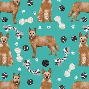 australian cattle dog toys fabric - dog toys fabric, dog fabric, dog breeds fabric, cattle dog fabric - red heeler - teal