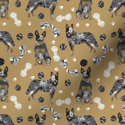 australian cattle dog toys fabric - dog toys fabric, dog fabric, dog breeds fabric, cattle dog fabric - blue heeler - brown