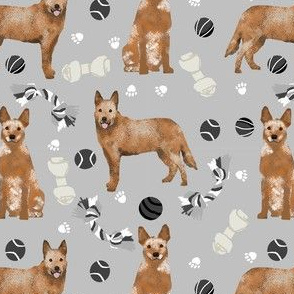 australian cattle dog toys fabric - dog toys fabric, dog fabric, dog breeds fabric, cattle dog fabric - red heeler - grey
