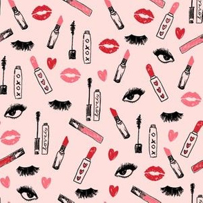 SMALL - makeup lipstick eyelashes beauty fabric valentines day pink