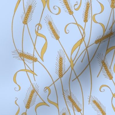 Art Nouveau Wheat wallpaper - blue