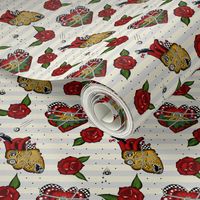 Rockabilly tattoo fabric