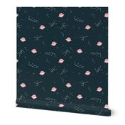 Magic universe cool galaxy zodiac planet print with moon and stars space gender neutral pink