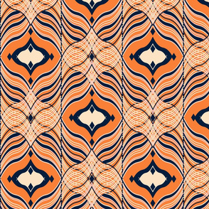 Oriental ornament, orange and blue.