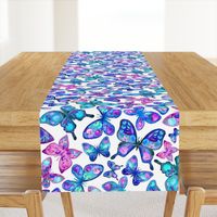 Watercolor Fruit Patterned Butterflies - aqua and sapphire - large