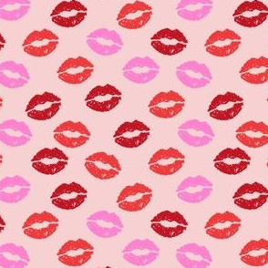 lipstick kisses fabric - beauty fabric, lipstick fabric, kisses fabric - blush