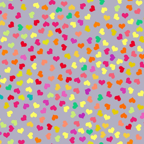 Small Colorful Valentines Hearts on Grey