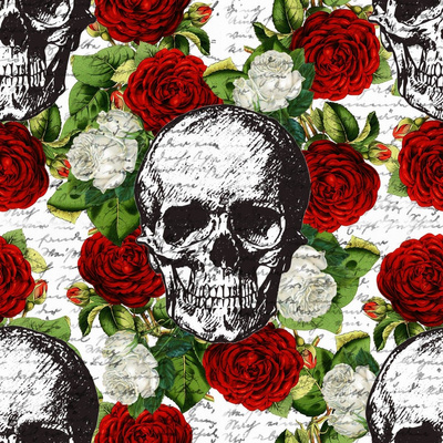 Skulls And Roses Fabric, Wallpaper and Home Decor | Spoonflower