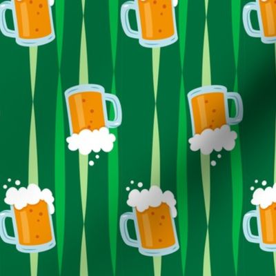 Saint Patrick's Day Green Beer Mugs on Kelly Green