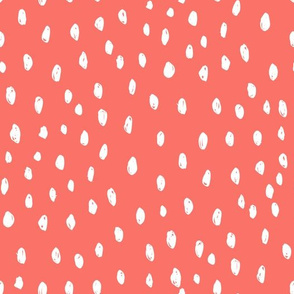 coral dots fabric - nursery fabric, baby fabric, coral fabric, color of the year fabric, pantone fabric, coral dots - coral