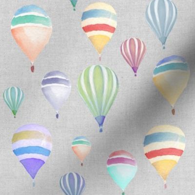 Vintage Hot Air Balloons // Light Gray Linen