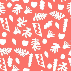 cut outs fabric - matisse fabric, coral fabric, living coral fabric, color of the year fabric, pantone fabric -  coral