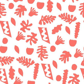 cut outs fabric - matisse fabric, coral fabric, living coral fabric, color of the year fabric, pantone fabric - white