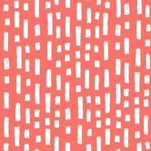 dashes fabric - coral fabric, living coral fabric, pantone fabric, - coral