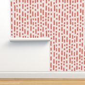 dashes fabric - coral fabric, living coral fabric, pantone fabric, - white