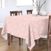 dashes fabric - coral fabric, living coral fabric, pantone fabric, - white