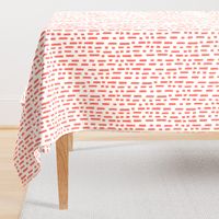 dashes fabric - coral fabric, living coral fabric, pantone fabric, - white