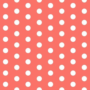 polka dot fabric - coral fabric, living coral fabric, color o f the year fabric - coral