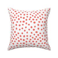 dots painted fabric - coral fabric, living coral fabric, pantone fabric, color of the year fabric - white