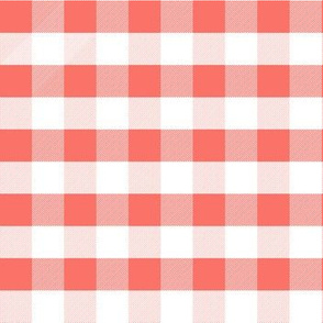 coral gingham fabric, summer fabric, picnic fabric,  coral fabric, living coral fabric, pantone fabric, color of the year fabric