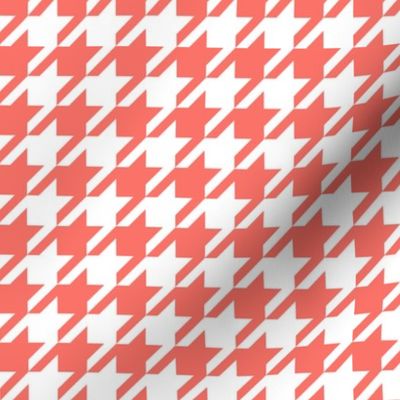 houndstooth fabric - coral fabric, color of the year fabric, pantone fabric, living coral fabric, pattern, traditional