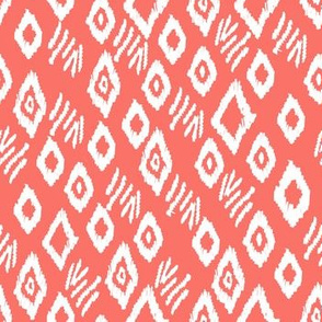 ikat boho fabric, coral fabric, living coral fabric, pantone fabric, color of the year fabric - coral