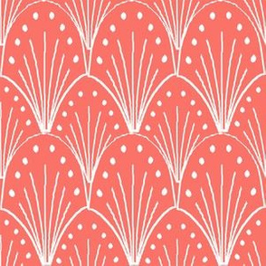 art deco shell fabric, coral fabric, living coral fabric, pantone fabric, color of the year, shell, decor, 