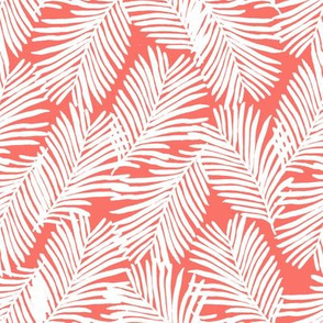 palm print - coral palm, palms, living coral, tropical print, color of the year, 2019