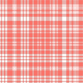 coral plaid fabric - living coral fabric, pantone fabric, color of the year fabric - plaid fabric, 