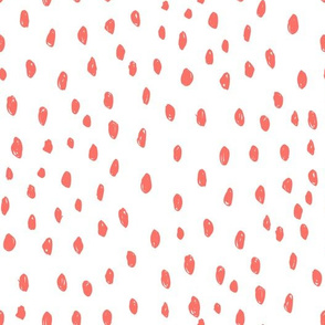 coral dots fabric - nursery fabric, baby fabric, coral fabric, color of the year fabric, pantone fabric, coral dots - white