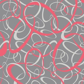funky loops pattern - bright pink and gray 