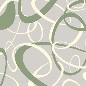 Funky loops pattern - Large - stone moss green ivory