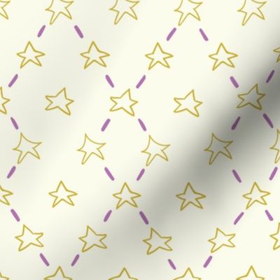 Yellow doodle stars and purple dashes