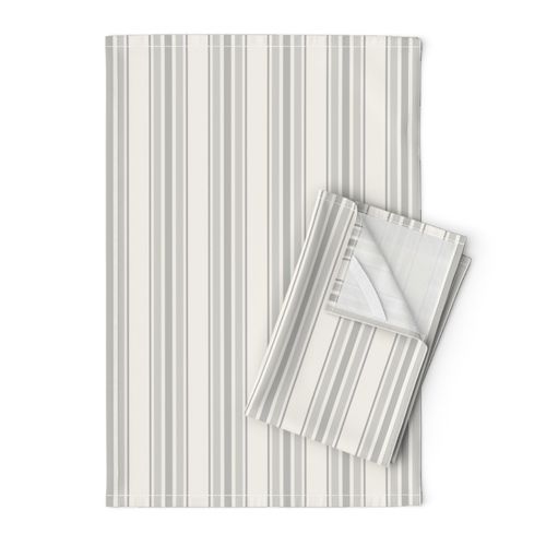 farmhouse ticking stripes, gray on lighter cream, smaller 3 inch repeat