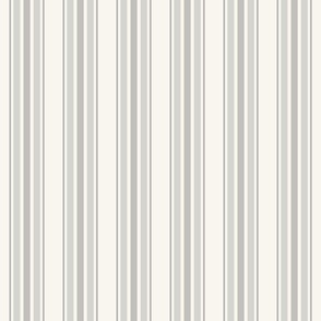 farmhouse ticking stripes, gray on lighter cream, smaller 3 inch repeat