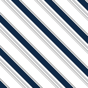 diagonal stripes in navy, gray and white