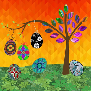 Pysanky Eggs Sunset Forest