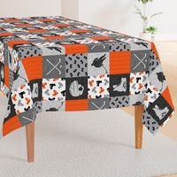 Ice Hockey Patchwork - Hockey Nursery - Wholecloth orange black grey - LAD19 (90)