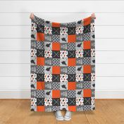 Eat Sleep Hockey - Ice Hockey Patchwork - Wholecloth orange black grey - LAD19 (90)