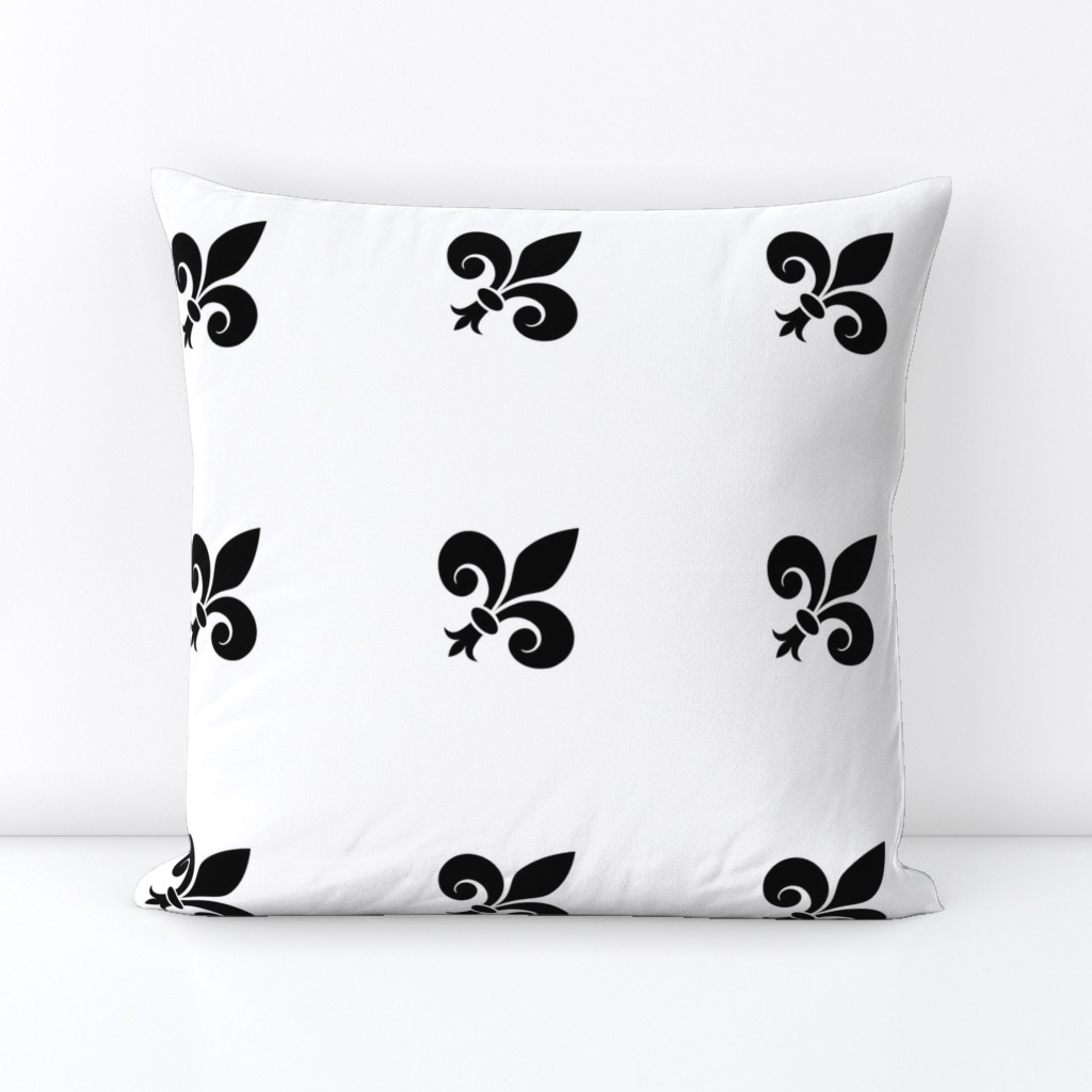 Large Black French Fleur de Lis on White