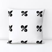 Large Black French Fleur de Lis on White