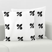 Large Black French Fleur de Lis on White