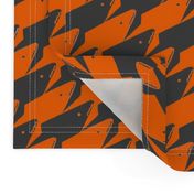 Sharkstooth Sharks Pattern Repeat in Grey and Neon Orange