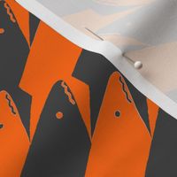 Sharkstooth Sharks Pattern Repeat in Grey and Neon Orange