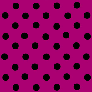 Rockabilly black polka dots on cyclam pink