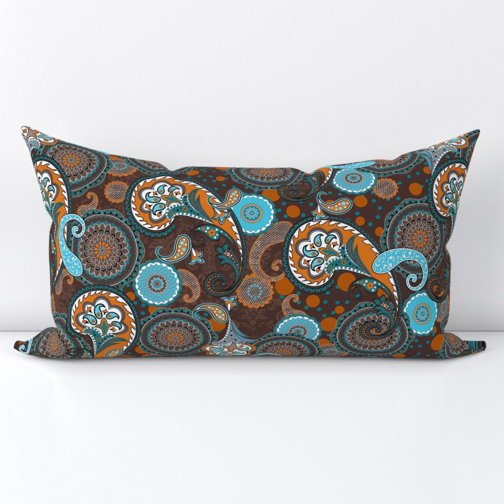 Paisley Mandala orange brown turquoise L 