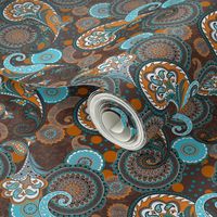 Paisley Mandala orange brown turquoise L 