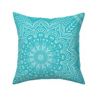 Teal blue and white mandala